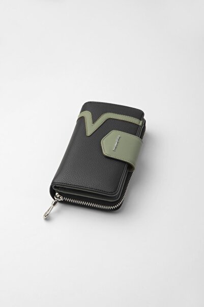 CENGİZ PAKEL Medium Size Women's Wallet – 65295m - Black/Green