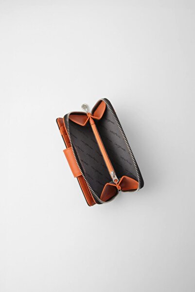 CENGİZ PAKEL Orta Boy Kadın Cüzdan – 65295L - Siyah/Kiremit