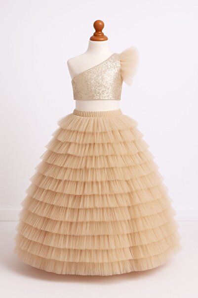 INDRESS STUDIO Kız Çocuk Etek & Bluz Payet İkili Takım