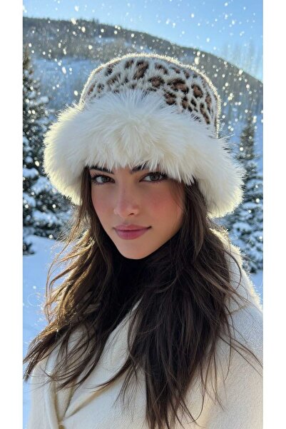 LAGRANZE قبعة نسائية ناعمة بنقشة الفهد