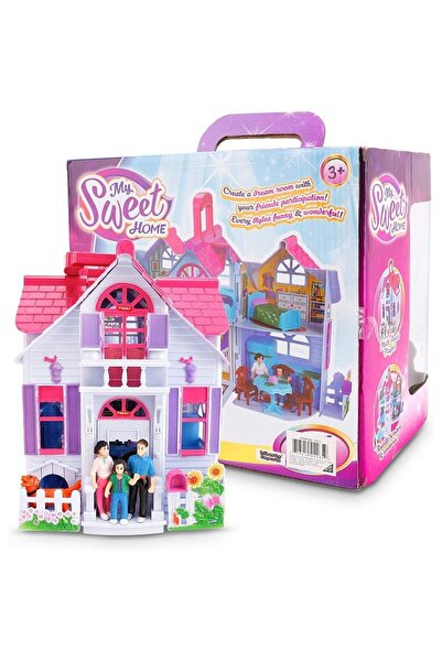 PROCART Dollhouse, foldable, doll family, 6 rooms, furniture and accessories