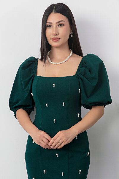 PULLIMM Rochie cu mâneci balon cu guler pătrat GRS3622