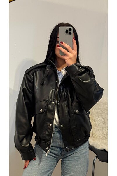 G LUNA سترة جلدية مبطنة بجيوب