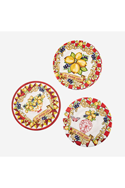 CHIARA ALESSI Capri Red Melamine Coasters 3 Pieces
