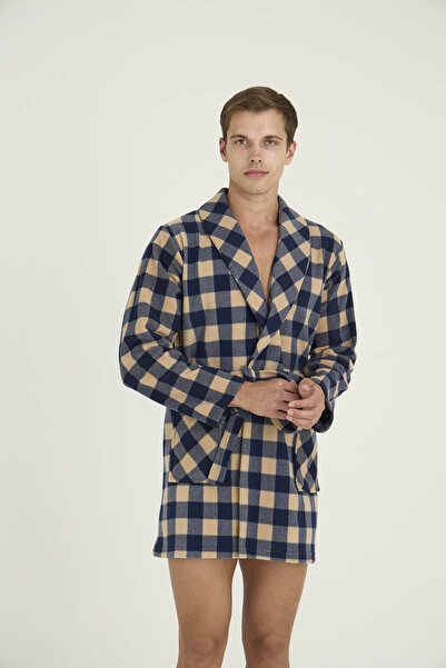 KLY Men's Single Robe Plaid Patterned