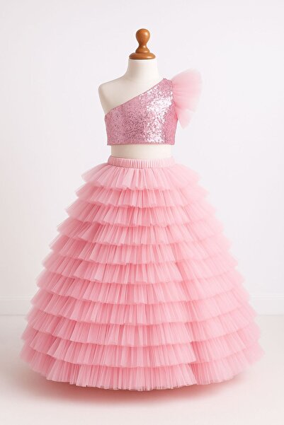 INDRESS STUDIO Kız Çocuk Etek & Bluz Payet İkili Takım