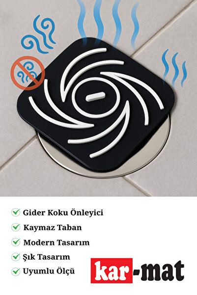 KARMAT Siyah Beyaz Renk Kare Kötü Koku Önleyici Silikon Mat Banyo Mutfak Lavabo Balkon Gider Tıpası Kapağı