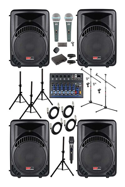 Lastvoice Ample Covering-Paket-4 Aktif hoparlör ve Mixer Full Ses Sistemi Seti