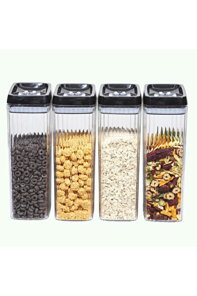 Flippy Set of 4 Plastic Airtight Containers, Wavy Texture, 4 x 3.3 L, Transparent