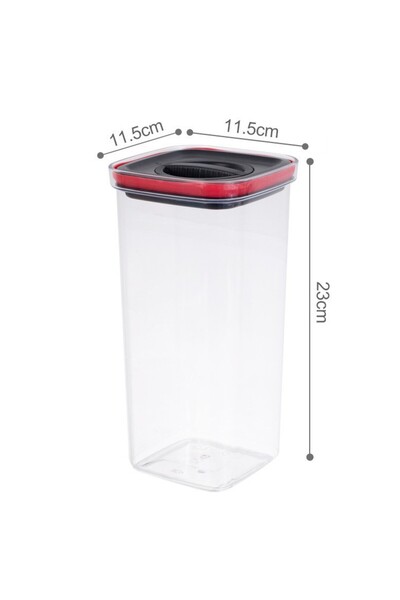 Flippy Food Storage Container, 2000 ml, Transparent with Black Lid, 11.5x11.5x23 cm