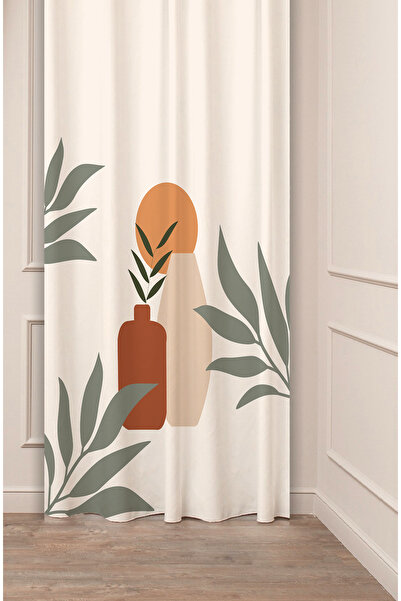 GREENDECOR Yaprak Vazo Bohem Minimalist Bej Krem Desenli Özel Tasarım Dijital...