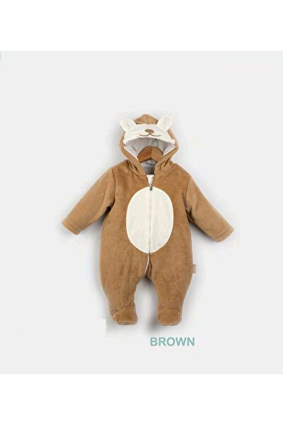 Babydola Welsoft Cute Bear Hat Footed Zippered Winter Jumpsuit