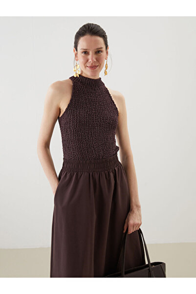 LC Waikiki Peak New Season Halter Neck Textured Women's Blouse