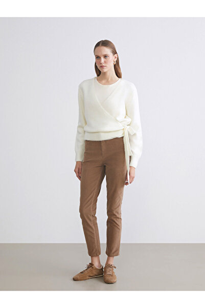 LC Waikiki Ecru Double Breasted Collar Women's Knit Sweater