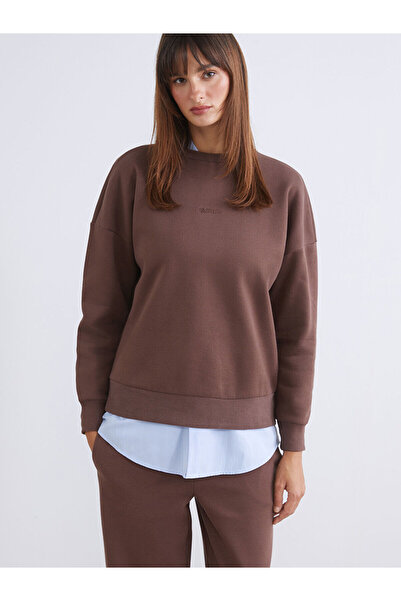 LC Waikiki Γυναικείο χοντρό φούτερ Vizyon New Season oversized με κέντημα