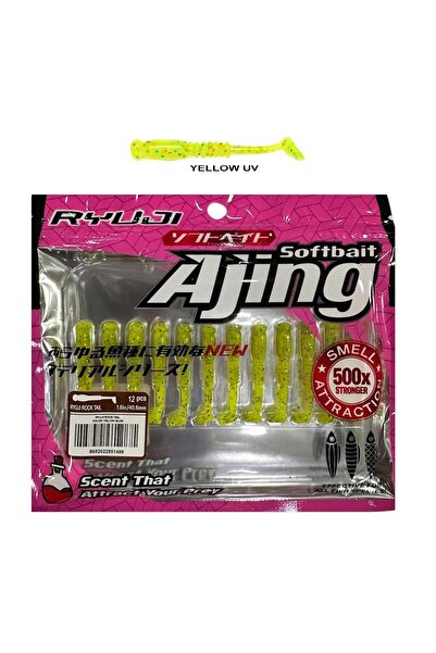 RYUJI Rock Tail 4cm Kokulu LRF Silikon Yem 12 adet Yellow UV