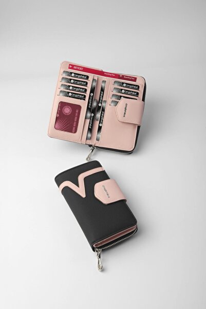 CENGİZ PAKEL Medium Size Women's Wallet – 65295L - Black/Powder