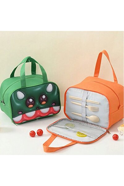 Flippy Kids 3D Cartoon Insulated Lunch Bag, Oxford Cloth, 27.5x18x20 cm, Crocodile, Green