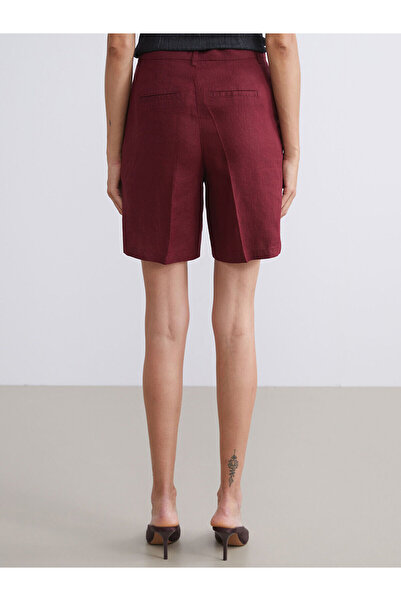 LC Waikiki Lcw Visionbordo Loose Fit 100% Linen Women's Pleated Shorts