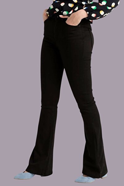 Livik Zeina Black Spanish Leg High Waist Lycra Women's Jeans