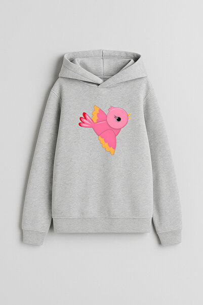 MODA Pink Bird με τύπωμα Φούτερ με κουκούλα για αγόρια και κορίτσια, γκρι με ...