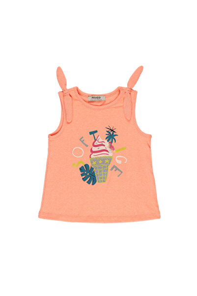 Panço Kız Oranj Örme Yuvarlak Yaka Atlet