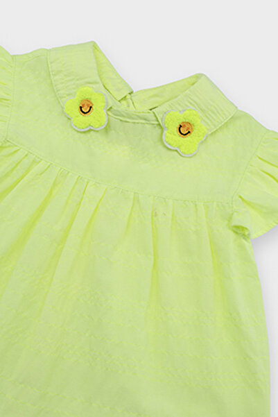 Panço Kız Ecru Dokuma Bebe Yaka Bluz