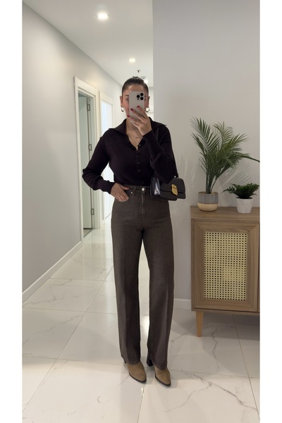 BİRCANÇİL Juno Khaki Tint Straight Jeans