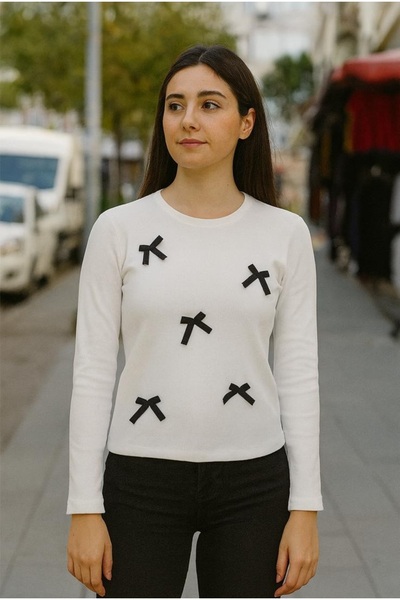 Chicup Aura بلوزة نسائية محبوكة بفيونكة مربعة