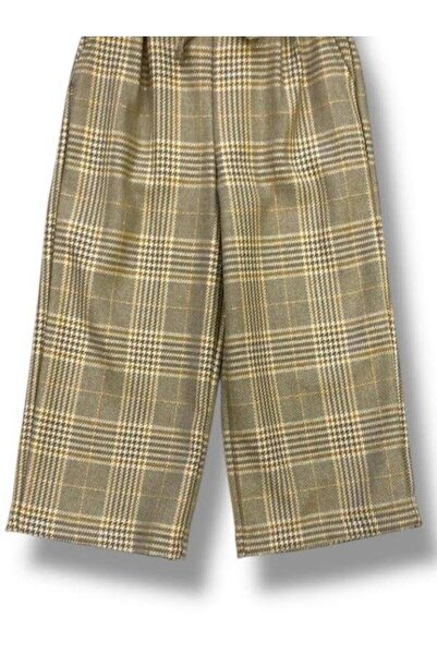 Zekids Girl's Plaid Glittery Wide Leg Pants with Elastic Waist