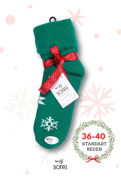 Bonas Snow Patterned Winter Women's Thermal Ribbed Ankle Warm Thick Socks Set - 3 Pairs