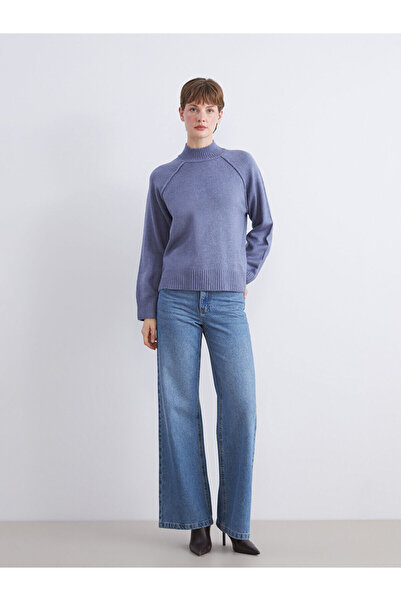 LC Waikiki Mavi Yarım Balıkçı Yaka Kadın Triko Kazak