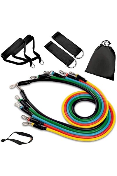 ASKSA Set 11 accesorii fitness, Asksa, Latex/Oțel/Neopren, Multicolor