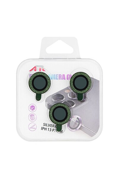 AZR iPhone 13 Pro / Pro Max Uyumlu Kamera Lens Koruyucu – Yeşil Taşlı (Green)