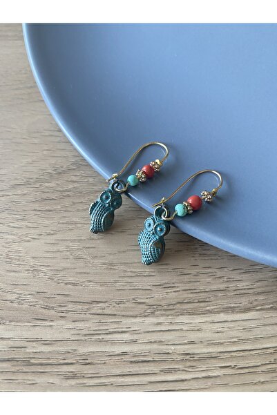 dela otantik Handmade Owl Figured Turquoise Colored Dangle Earrings – Bohemia...