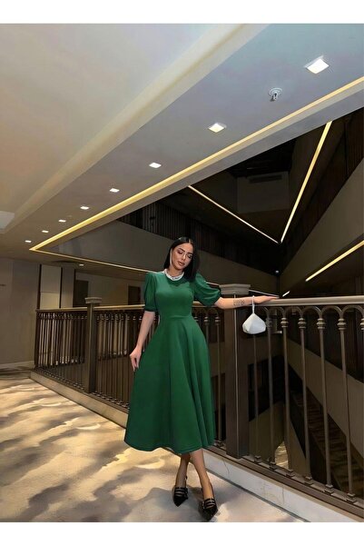 MRY BUTİK Rochie de lungime midi cu mâneci pepene verde smarald 583151