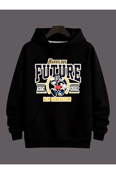 ArtYus سويت شيرت بقلنسوة كبير الحجم من القطن مطبوع عليه قطة ملونة للجنسين