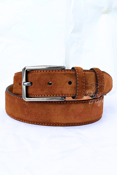 Parscraft Genuine Suede Leather Men's Belt 3.5 cm Original Classic Fabric Trouser Belt