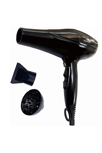rosberg Uscător de păr R51100OD, 2200W, 2 viteze, 3 niveluri, Jet de păr rece, Accesorii, Negru/bronz