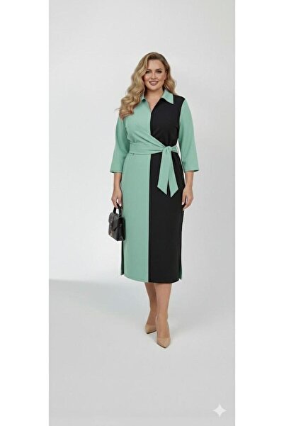 Koza Butik Γυναικείο φόρεμα με γιακά πουκάμισο μεγάλου μεγέθους 5399-26