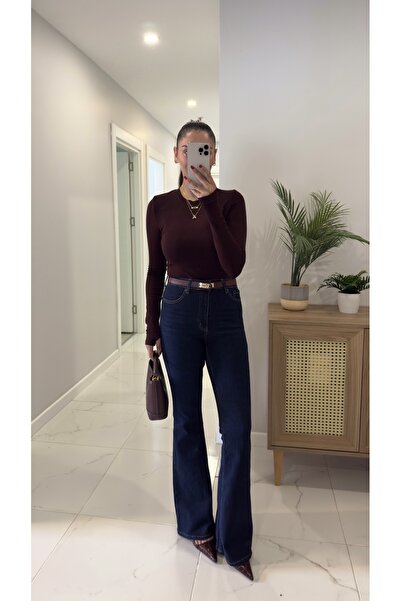 BİRCANÇİL Blugi ZR Konse bleumarin cu tăietură evazată