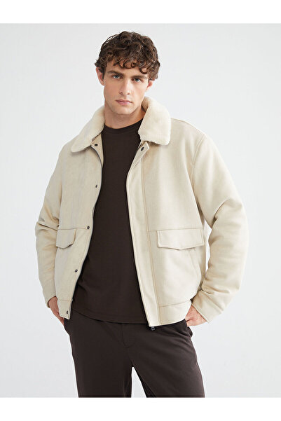 LC Waikiki معطف رجالي من جلد الغزال ذو ياقة فرو من أوزماركا للموسم الجديد