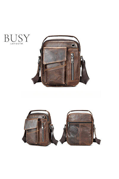 Busy Lady&Gentleman Hemlock men's bag, genuine leather, shoulder and handbag bag