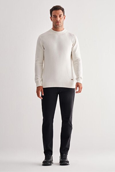 İmza Light Cream Half Turtleneck Long Sleeve Pocketless Comfort Fit Casual Cotton Knitwear Sweater 1012255203