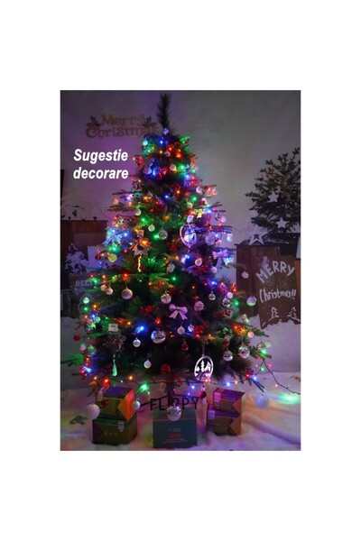 Flippy Τεχνητό χριστουγεννιάτικο δέντρο, διακοσμημένο με κόκκινα κουκουνάρια, ύψος 150 cm, διάμετρος 104 cm,