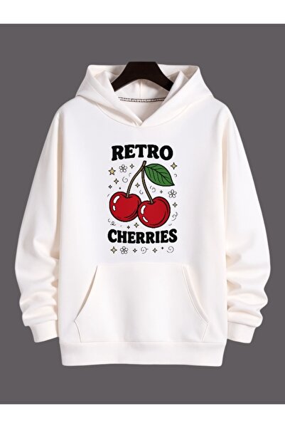 ArtYus Unisex Retro Cherries Colorful Custom Printed Cotton Oversize Hooded S...