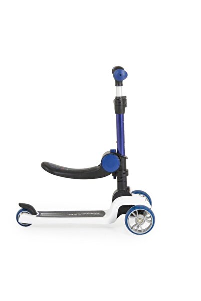 Maserati Children's Scooter Blue, 2-in-1 Transformable with Seat, LED Wheels, Quick Folding, Age 18-