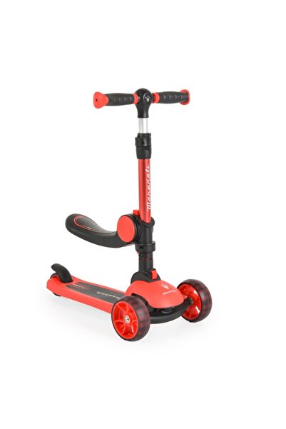 Maserati Children's Scooter Red, Model 2 in 1 Transformable with Seat, LED Wheels, Quick Folding, Ag