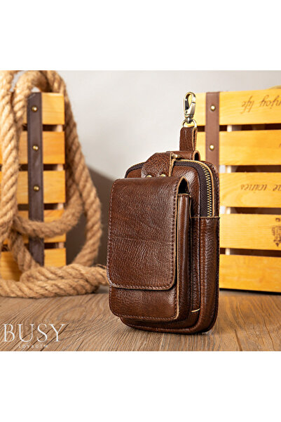 Busy Lady&Gentleman Men's bag Moss, genuine leather, belt bag, brown