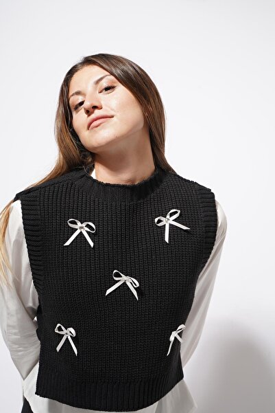 Pafi Moda Πουλόβερ Senta με κορδέλα μαύρο